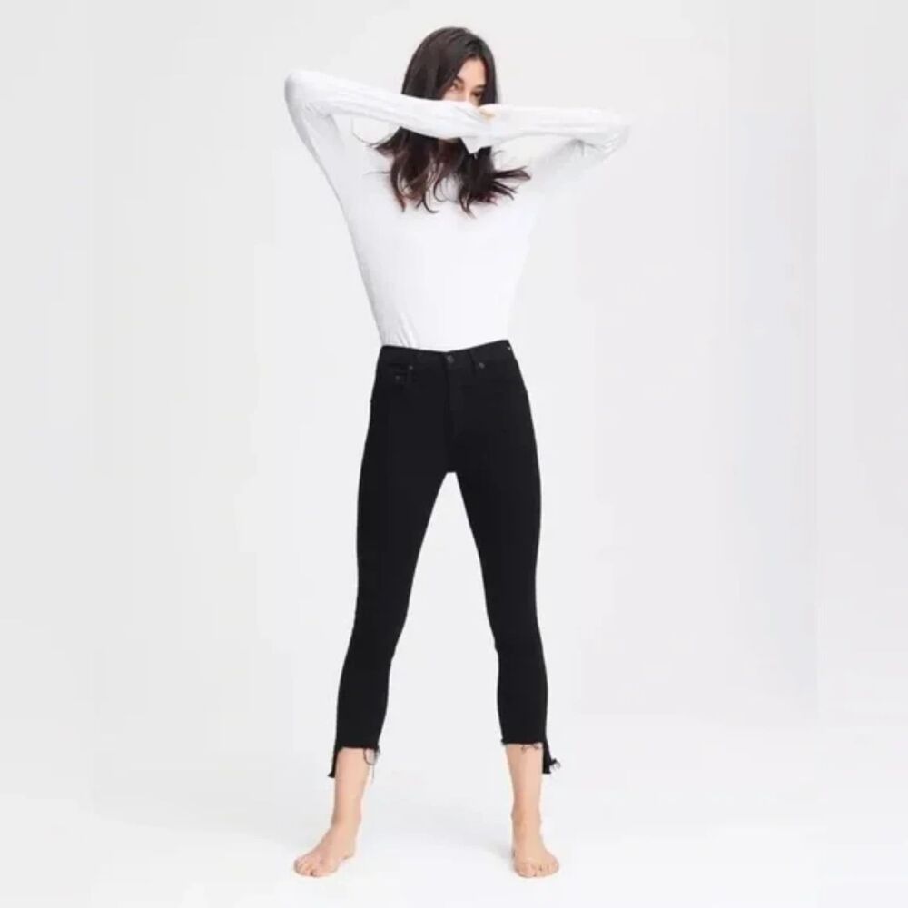 rag & bone Nina High Rise Ankle Cigarette Frayed Step Hem Jean 24 Streetwear